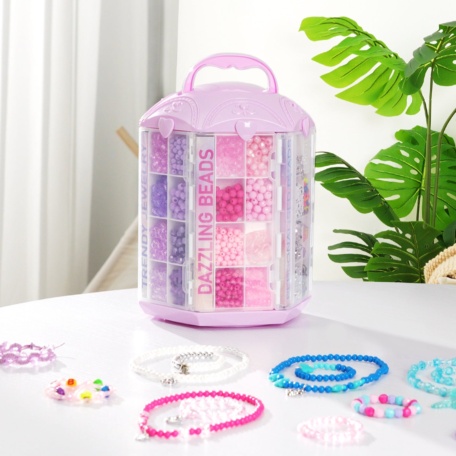 P&C Toys 3200pcs Beads & Bracelet Making Kit with Rotating Tower