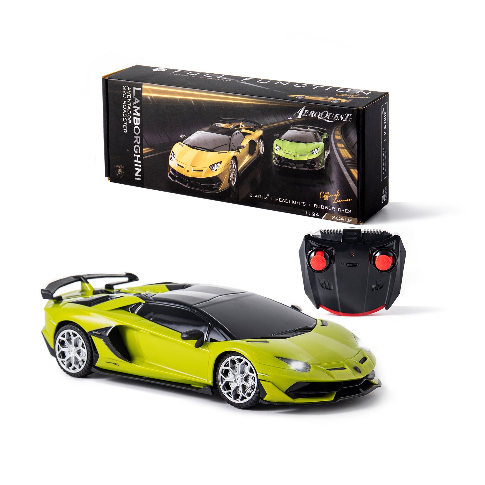 AEROQUEST 1:24 R/C Licensed Lamborghini Aventador SVJ Roadster - P&C Toys