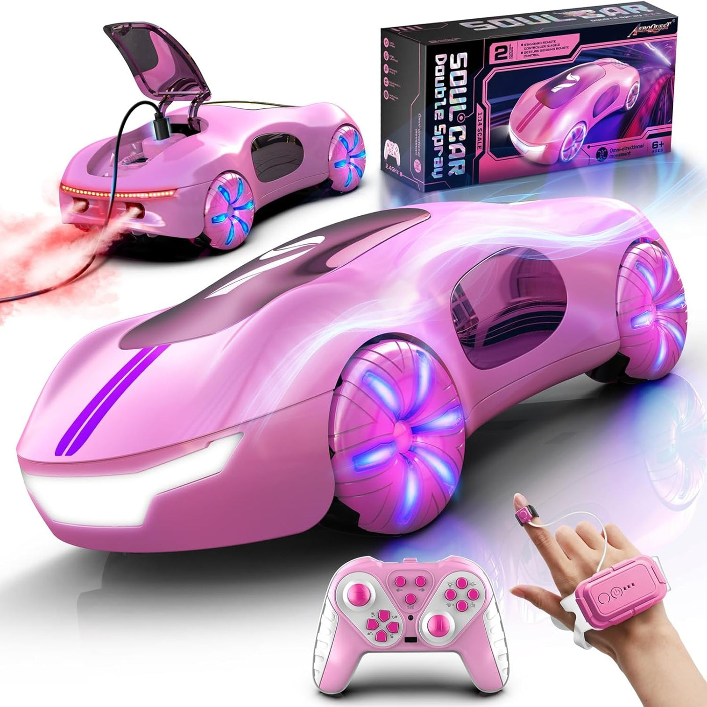 AEROQUEST Gesture Sensing RC Stunt Car (BB Pink)