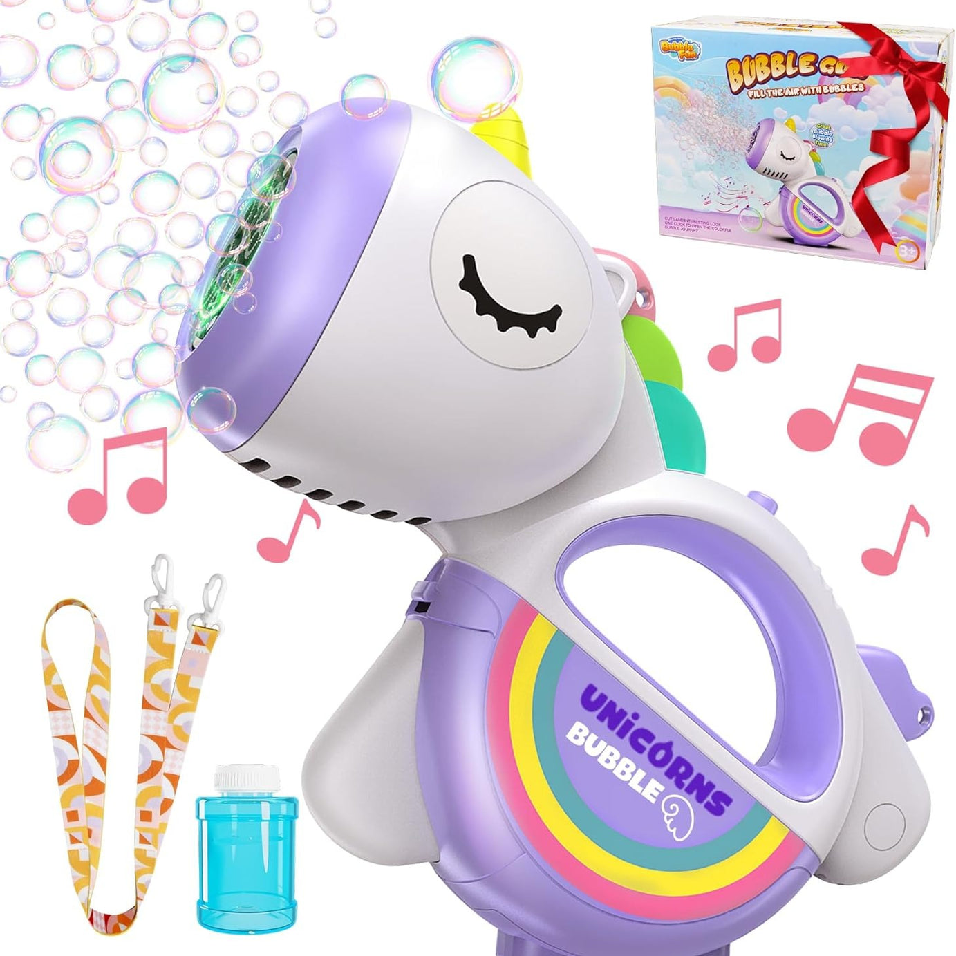 Rechargeable Unicorn Bubble Machine Gun for Kids