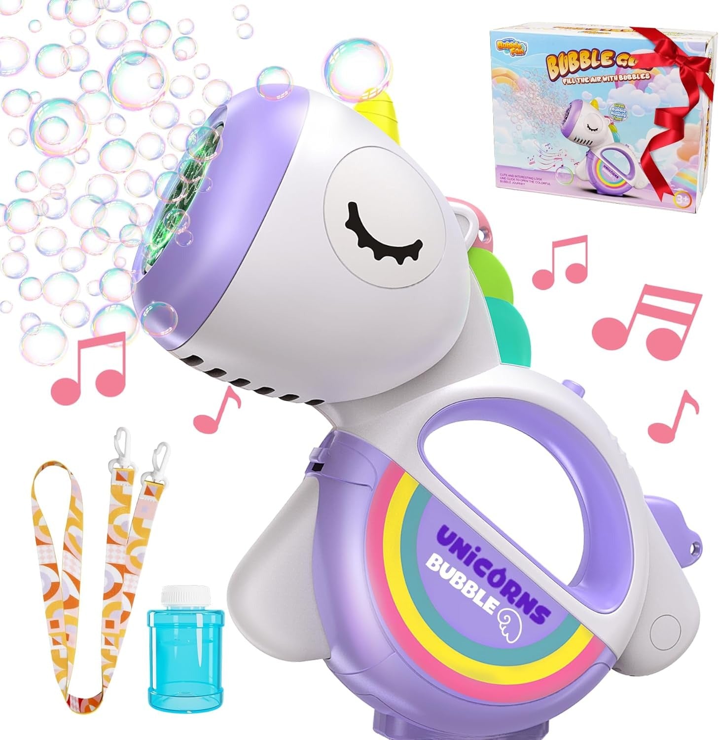Rechargeable Unicorn Bubble Machine Gun for Kids
