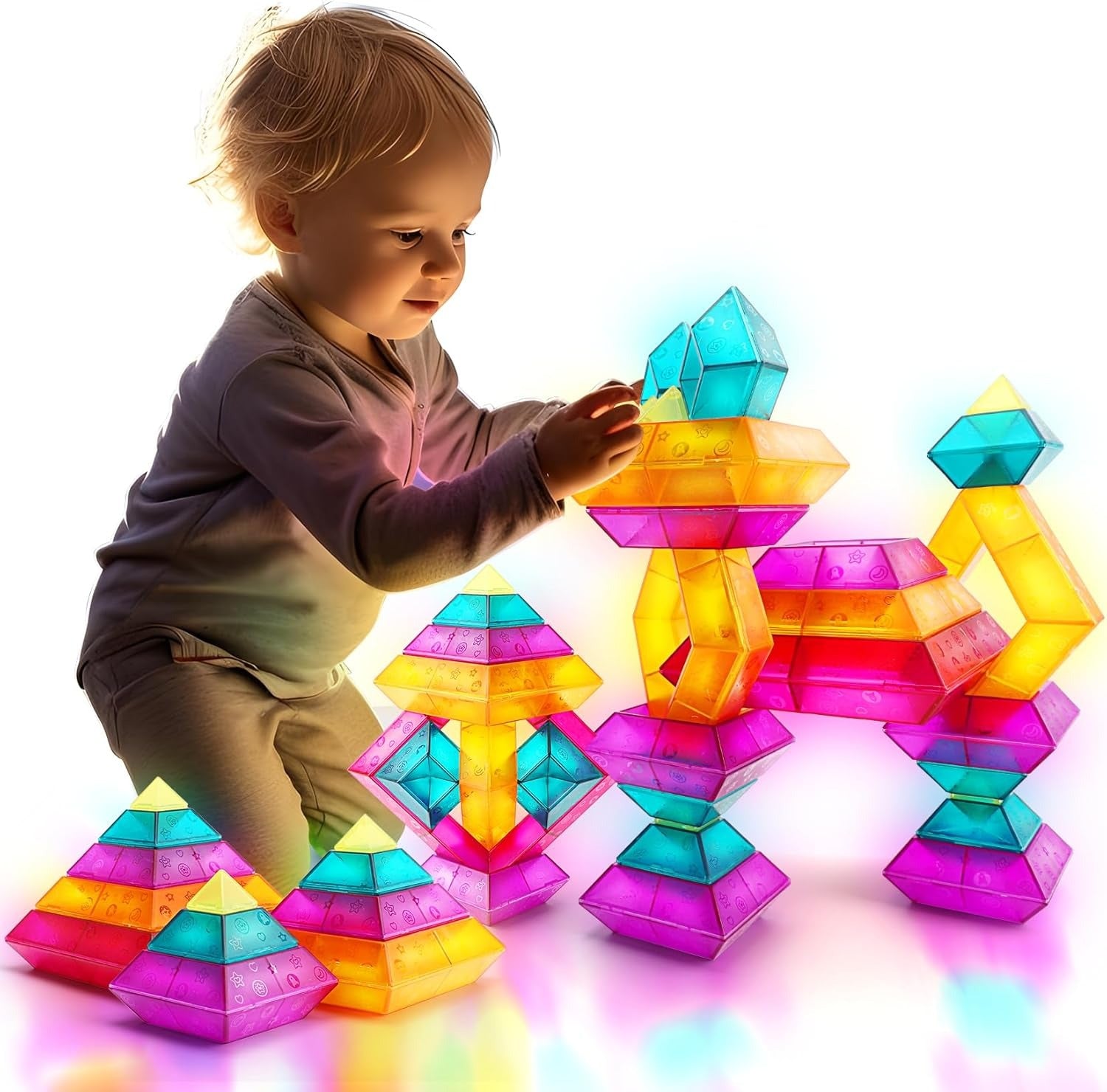 Montessori Translucent Stacking Blocks for Toddlers