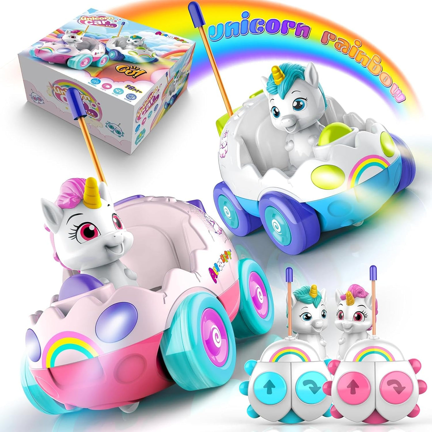 AEROQUEST Unicorn Remote Control Car for Toddlers