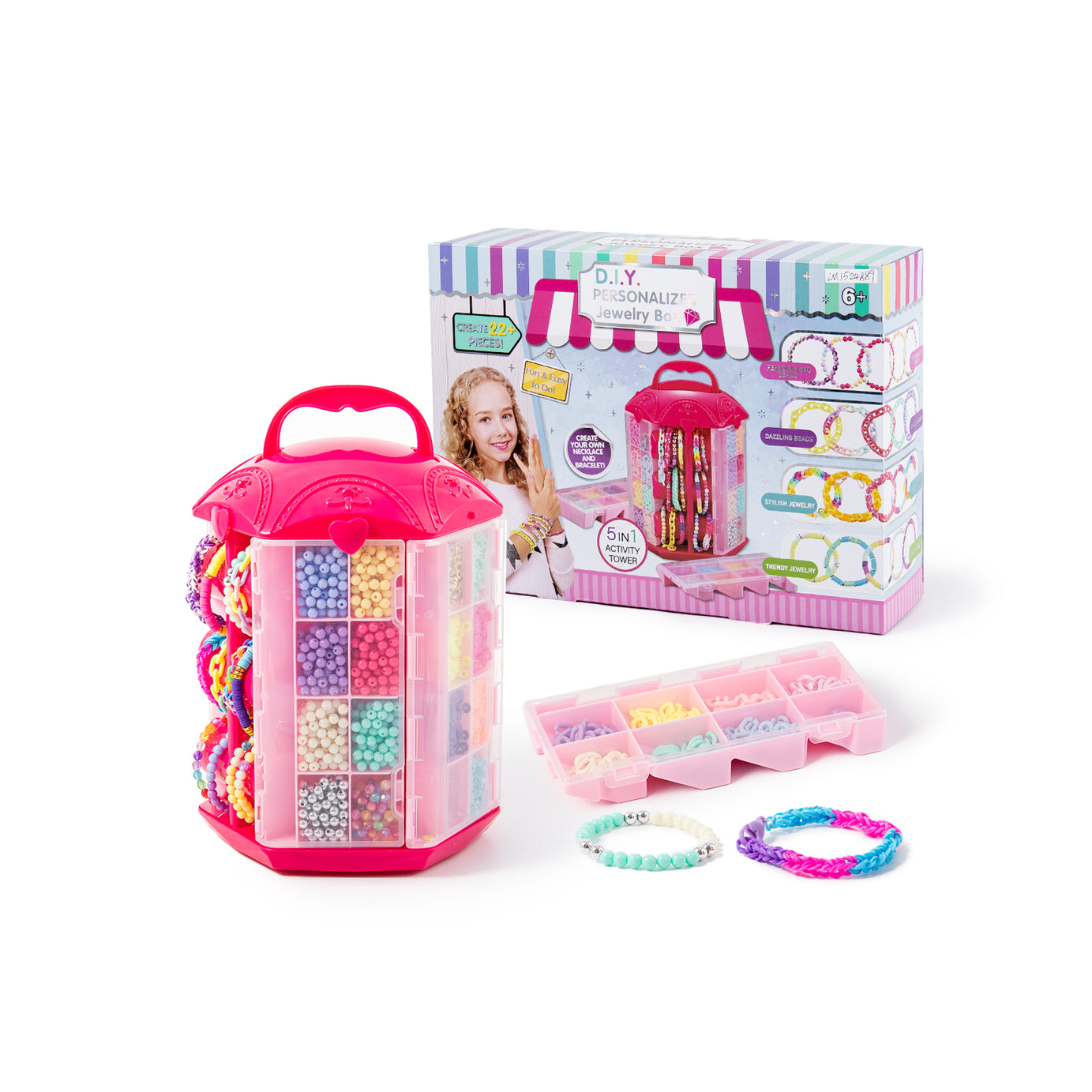 P&C Toys 3200pcs Beads & Bracelet Making Kit with Rotating Tower