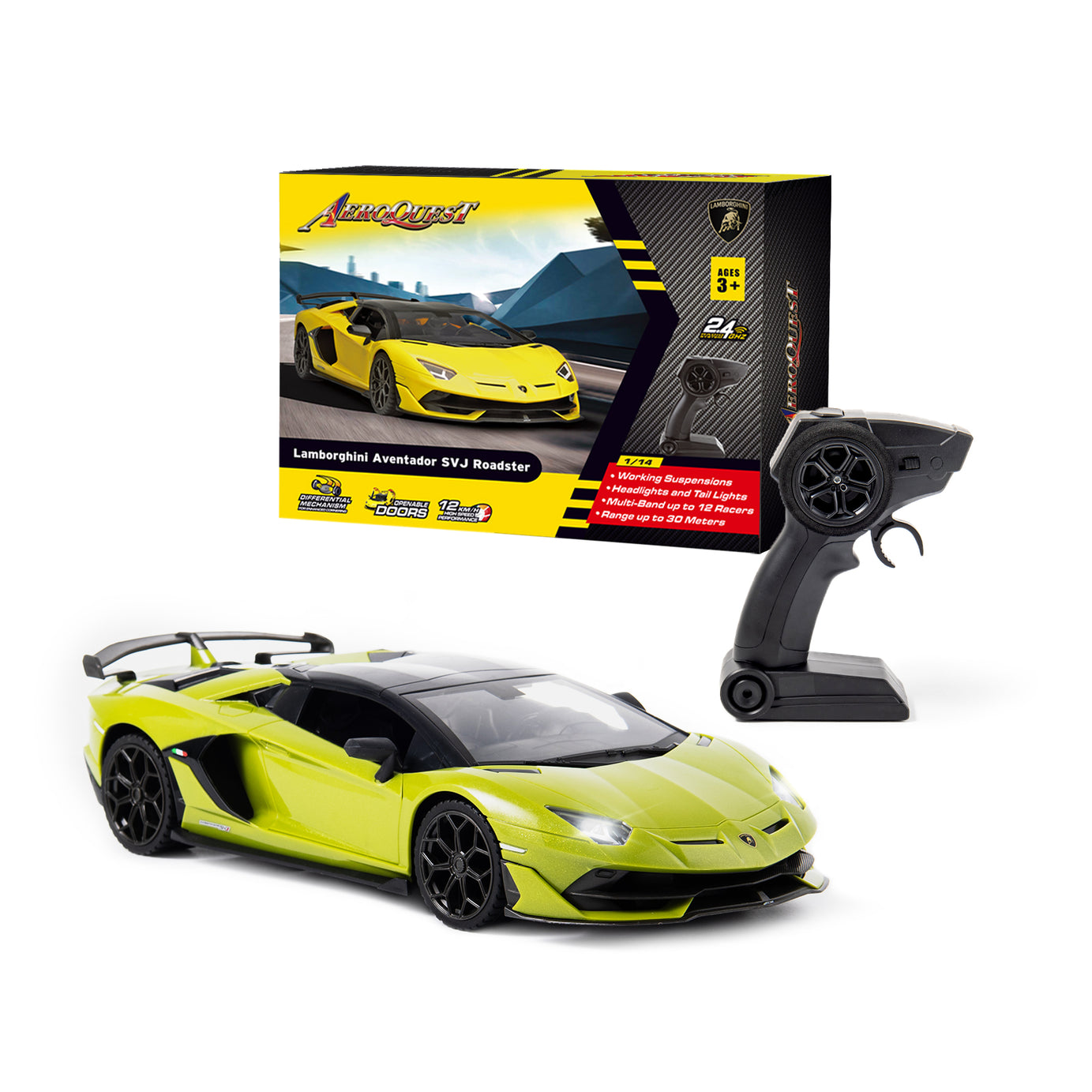  AEROQUEST 1:14 2.4GHz R/C High Speed Licensed Lamborghini Aventador SVJ Roadster - P&C Toys 