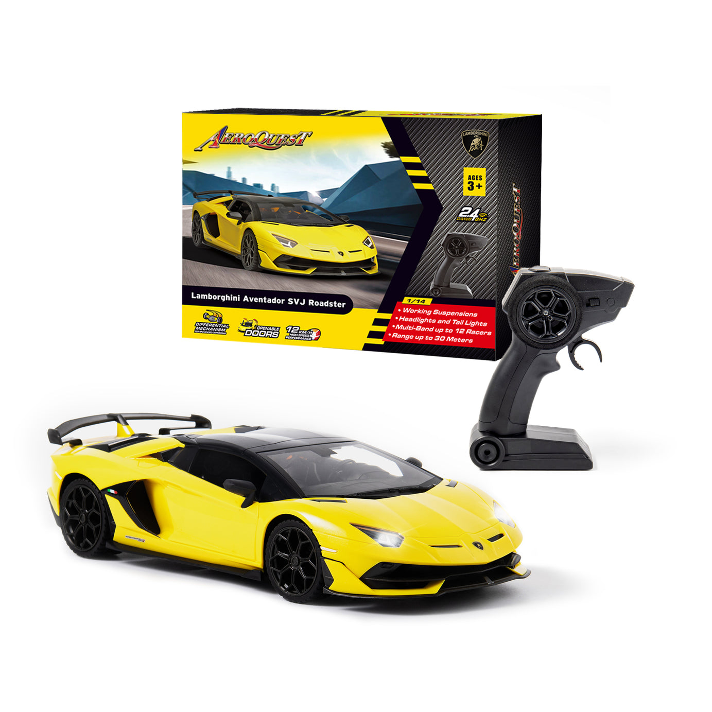  AEROQUEST 1:14 2.4GHz R/C High Speed Licensed Lamborghini Aventador SVJ Roadster - P&C Toys 