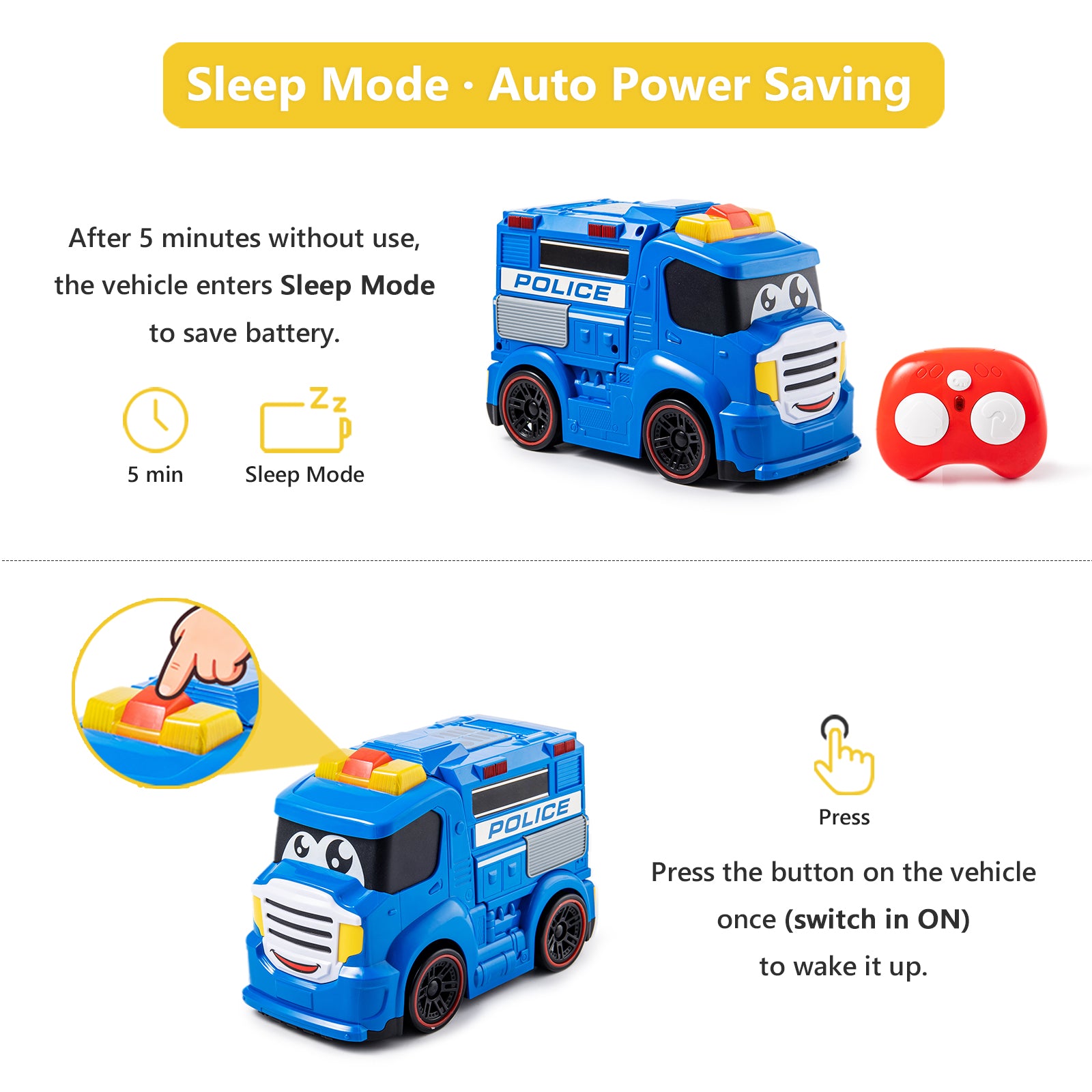  AEROQUEST 2CH I/R Control Police Truck with Light and Sound - P&C Toys 