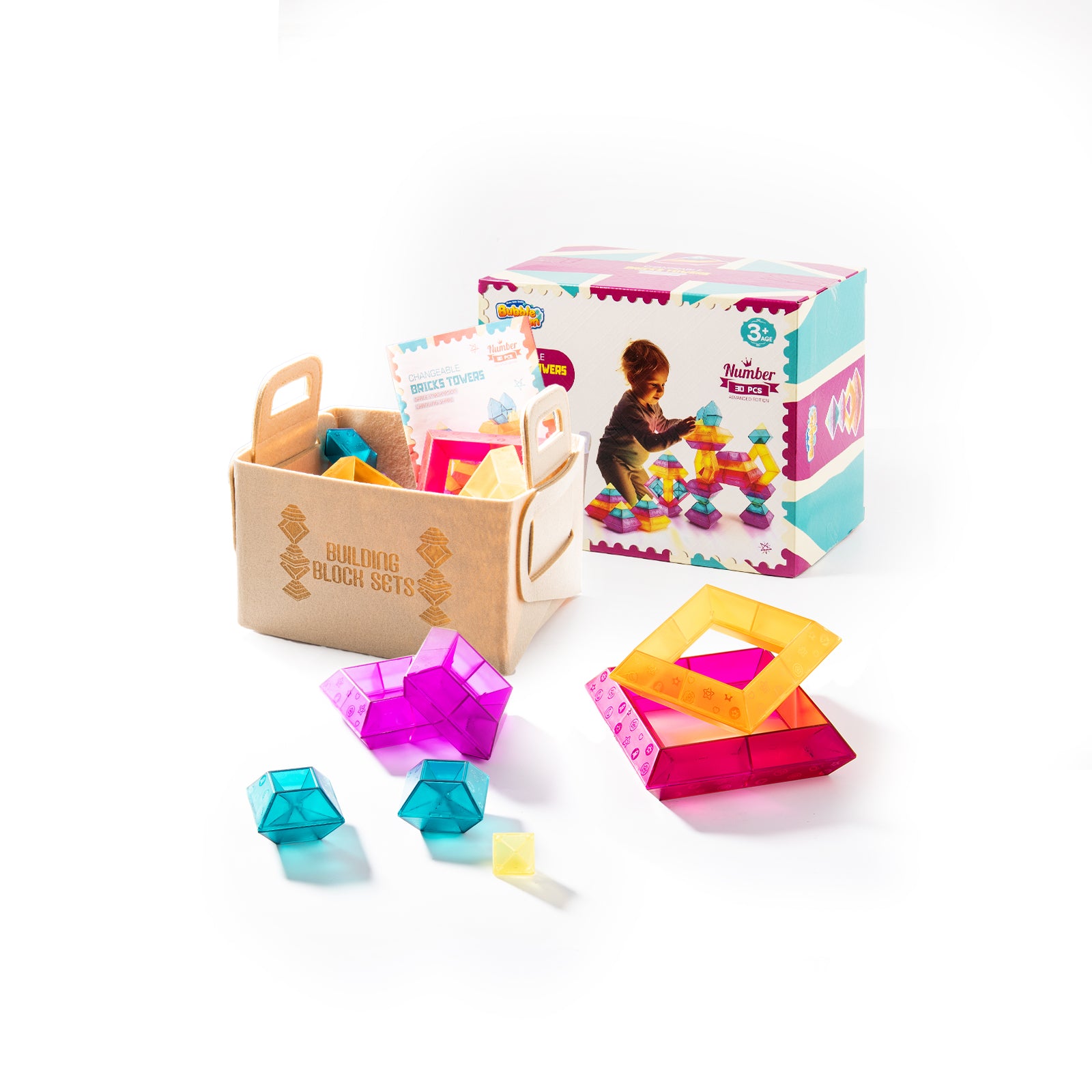  Bubble Fun 30PCS Translucent Building Block Set with Storage Bag - P&C Toys 