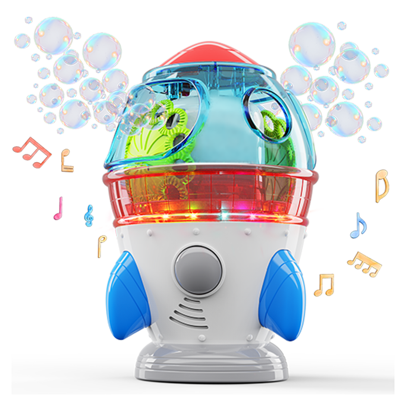 Automatic 360° Rotatable Rocket Bubble Machine for Kids